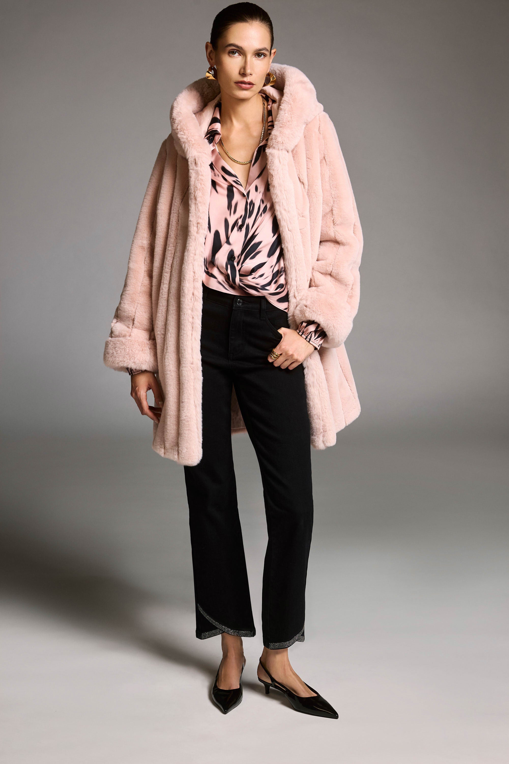 Satin Draped Animal Print Top