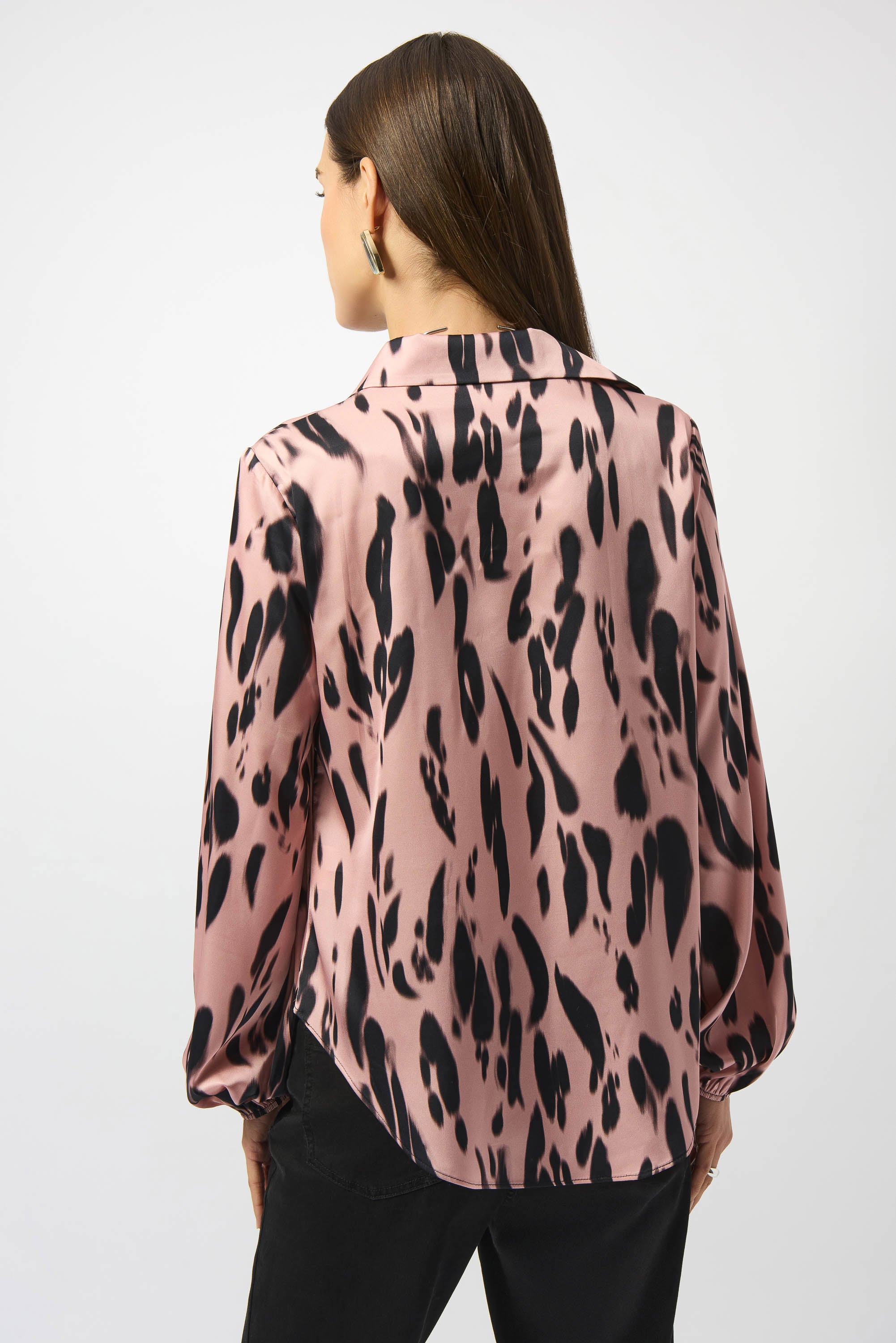 Satin Draped Animal Print Top