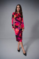 Long Sleeve Abstract Print Jersey Dress 725