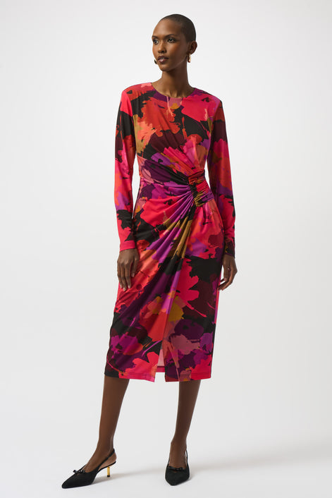Long Sleeve Abstract Print Jersey Dress