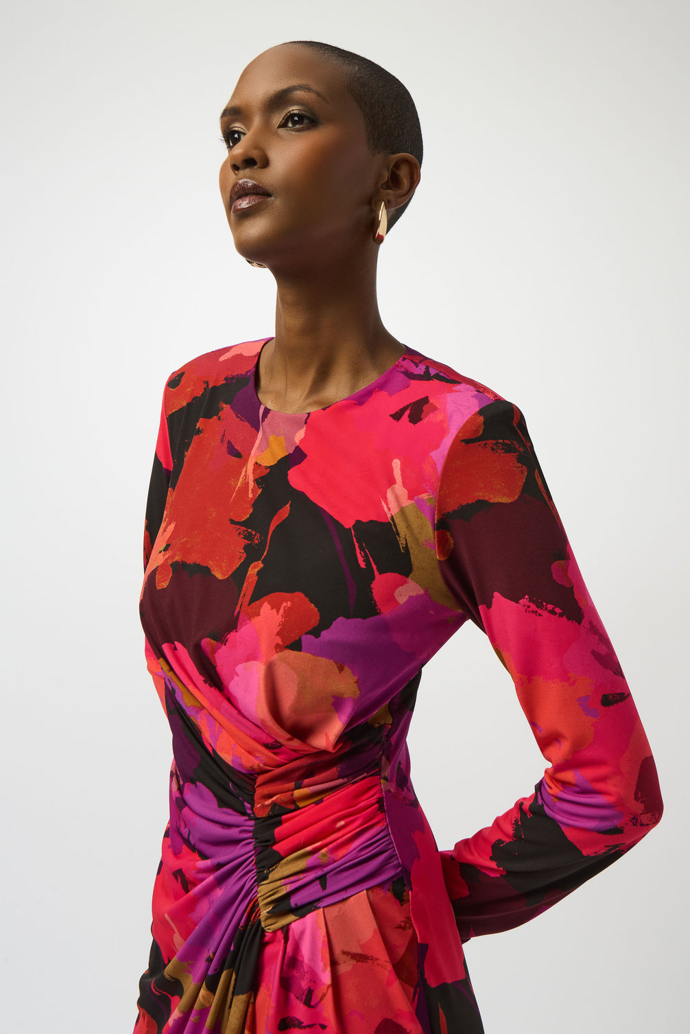 Long Sleeve Abstract Print Jersey Dress 725