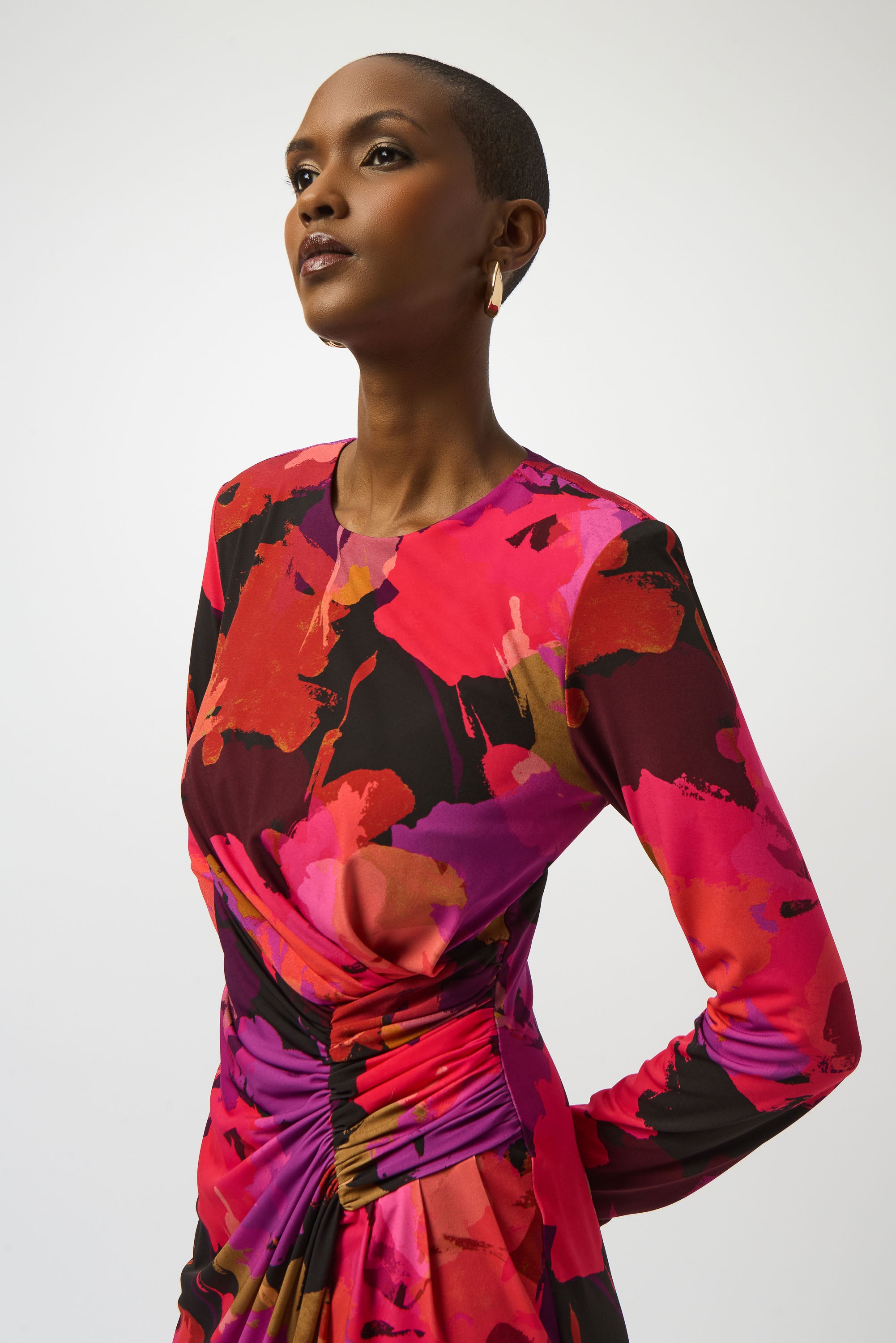 Long Sleeve Abstract Print Jersey Dress