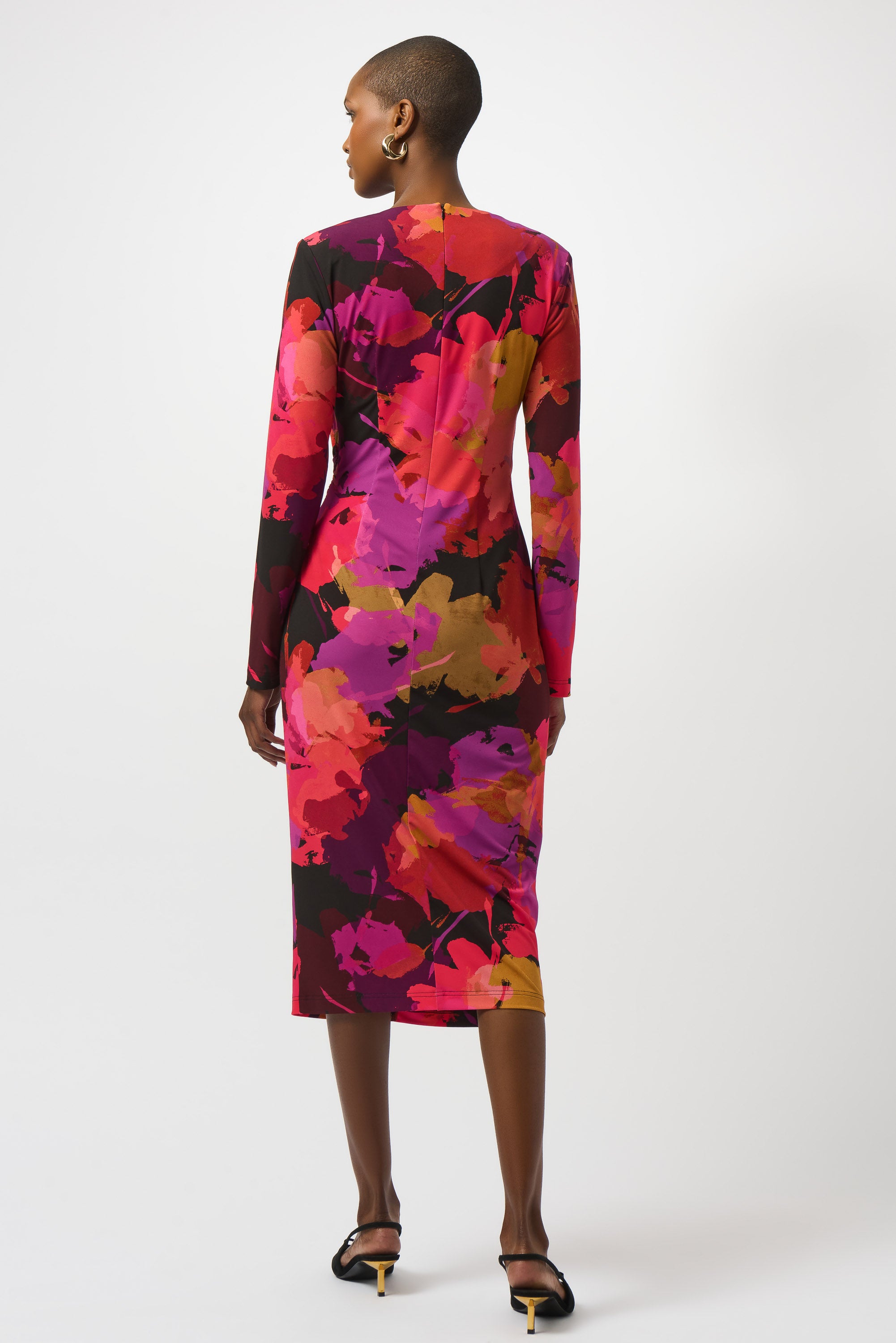 Long Sleeve Abstract Print Jersey Dress