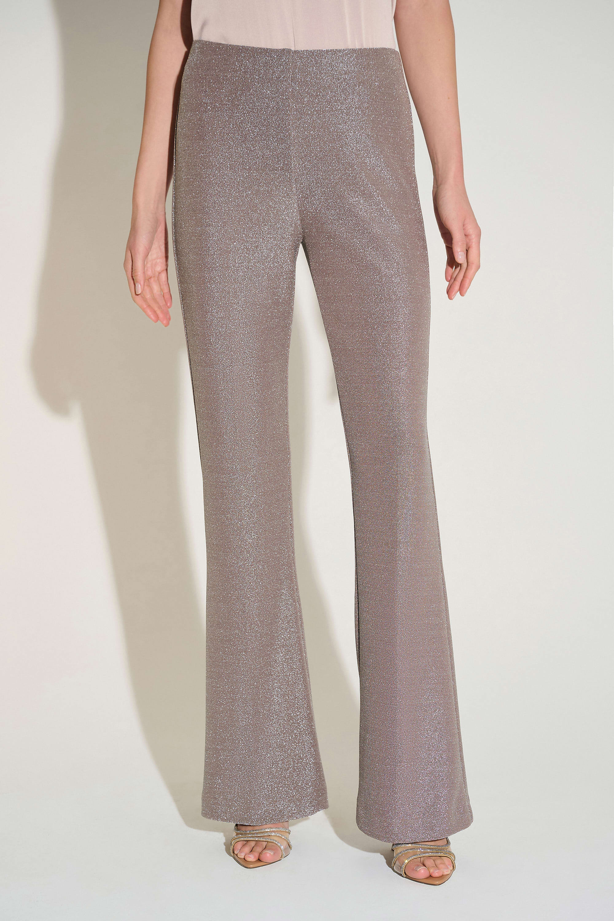 Shimmering Pull-on Pants with Flared Leg