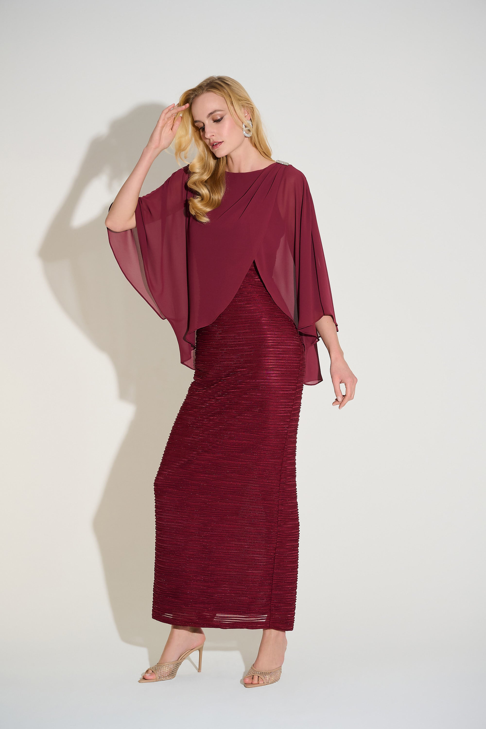 Sheath Maxi Dress with Flutter Sleeves