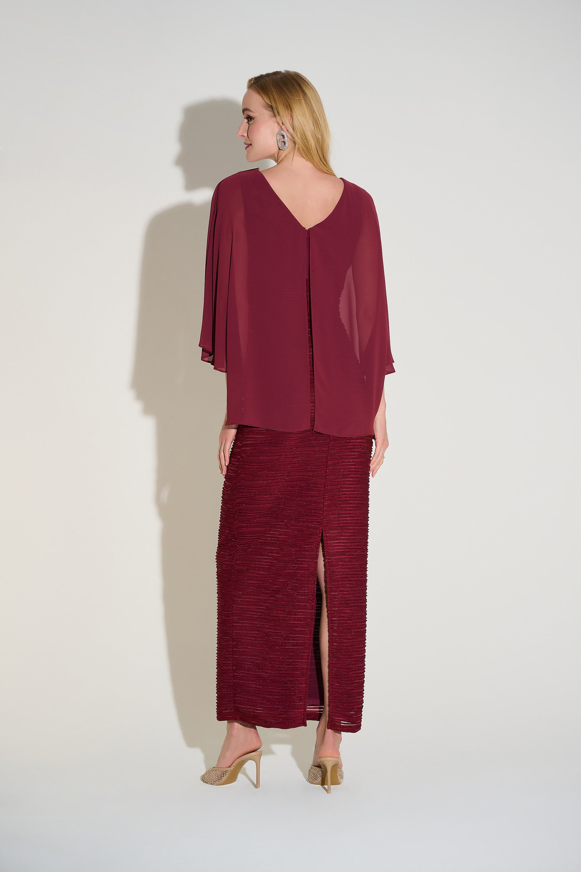 Sheath Maxi Dress with Flutter Sleeves