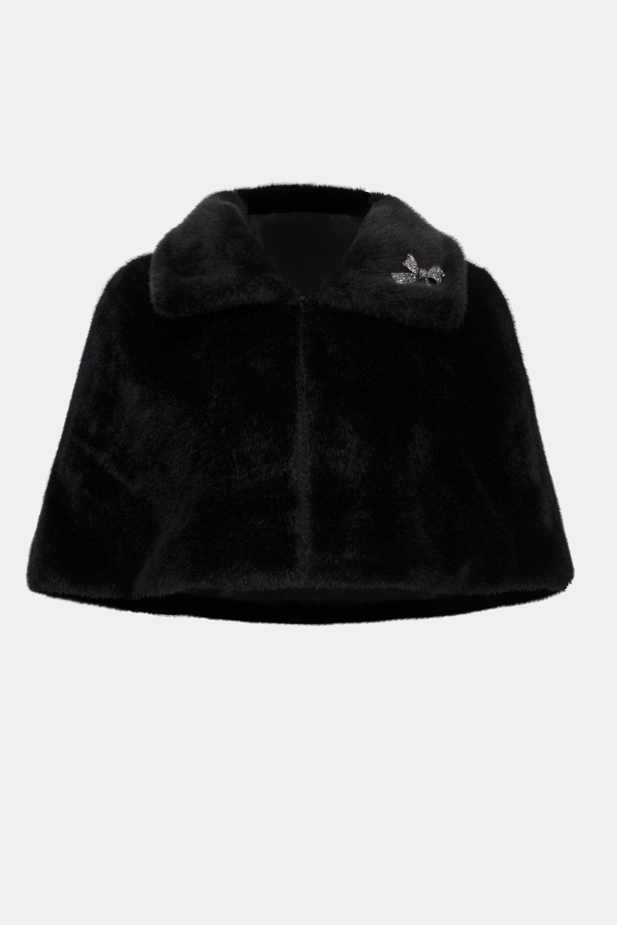 Faux Fur Cape with Embellished Brooch 816