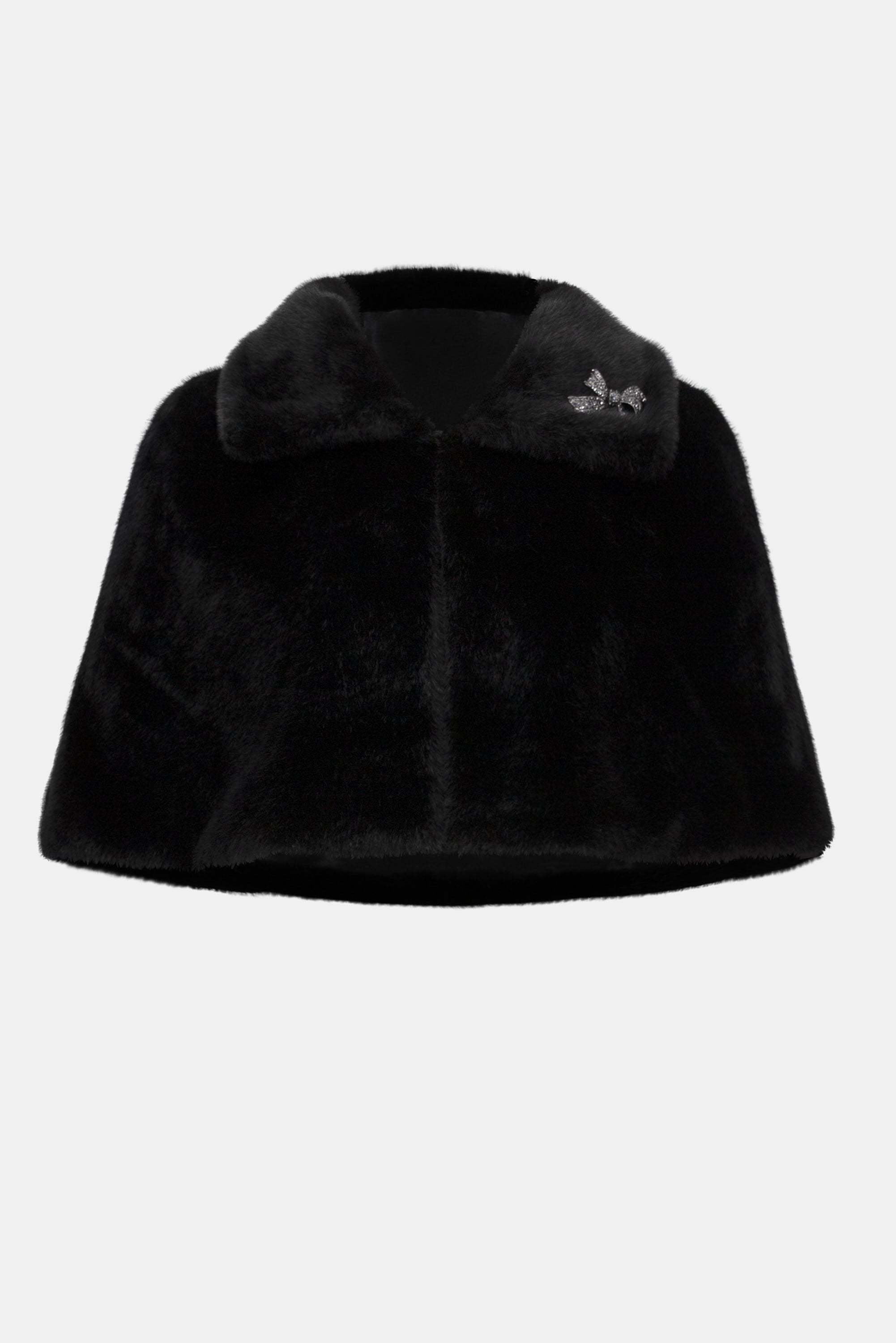 Faux Fur Cape with Embellished Brooch 816