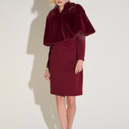 Faux Fur Cape with Embellished Brooch 816