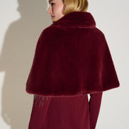 Faux Fur Cape with Embellished Brooch 816