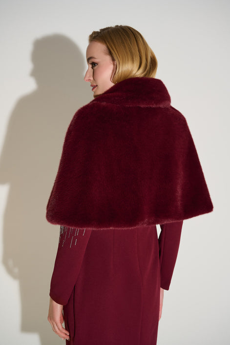 Faux Fur Cape with Embellished Brooch 816