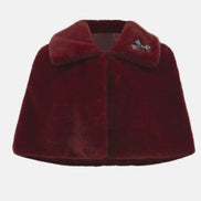 Faux Fur Cape with Embellished Brooch 816