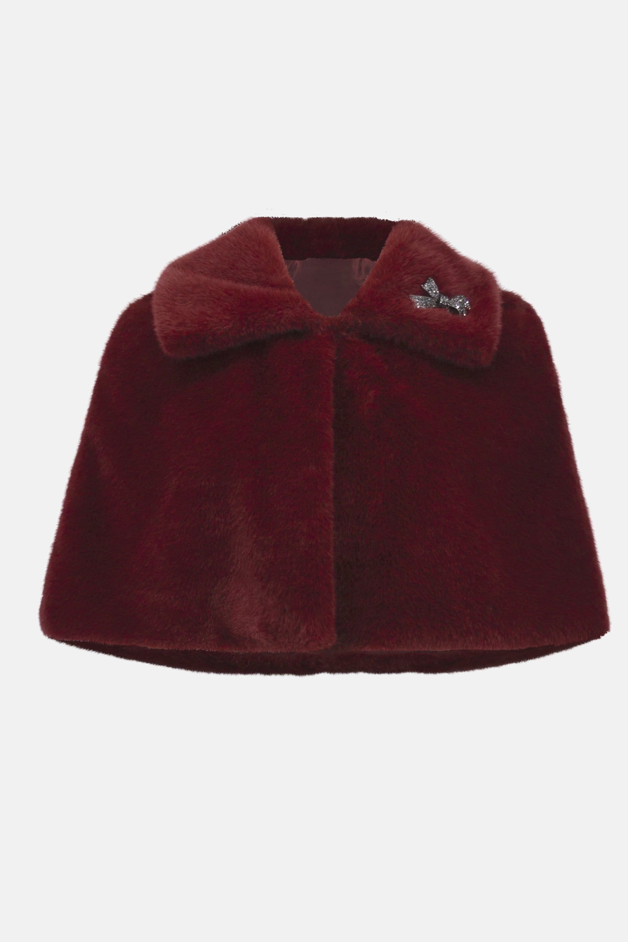 Faux Fur Cape with Embellished Brooch 816