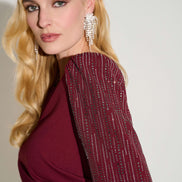 Scuba Crepe Sheath Dress With Embellished Sleeves 691