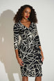 V Neck Foiled Sheath Dress 1616