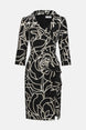 V Neck Foiled Sheath Dress 1616