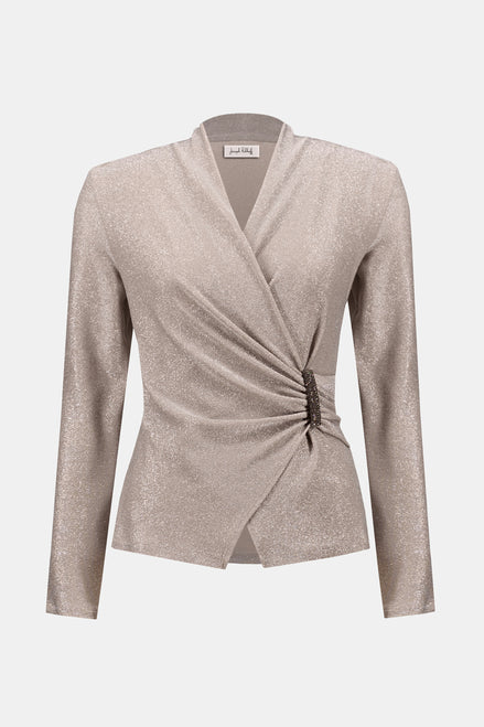 Shimmer Wrap Top with Long Sleeves
