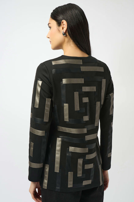 Collarless Scuba Knit Jacket
