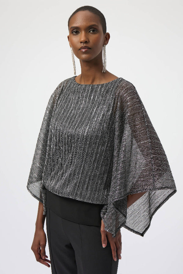 Metallic Butterfly Sleeve Style Blouse 778