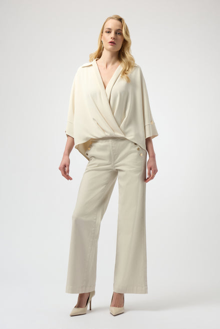 Woven Twill Boxy Wrap Top