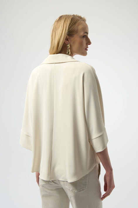 Woven Twill Boxy Wrap Top