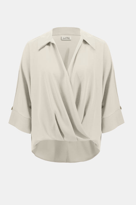 Woven Twill Boxy Wrap Top