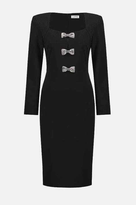 Crepe Sheath Dress with Embellishment 644