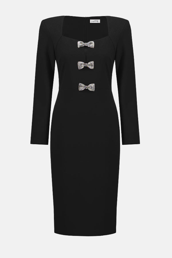 Crepe Sheath Dress with Embellishment 644