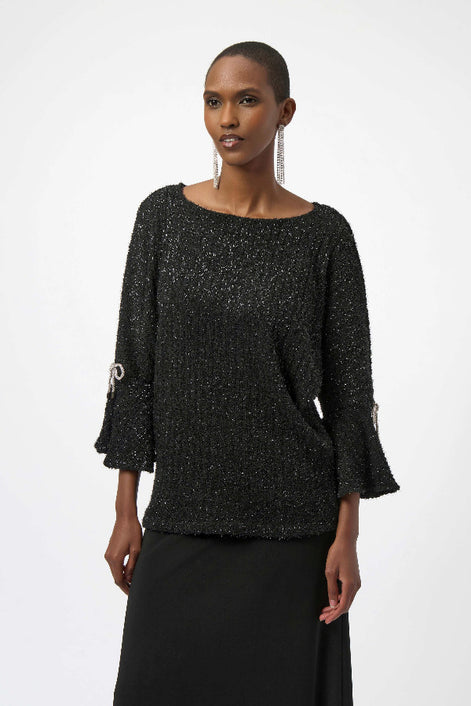 Fuzzy Metallic Knit Boxy Top