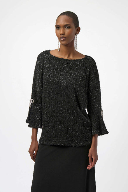 Fuzzy Metallic Knit Boxy Top