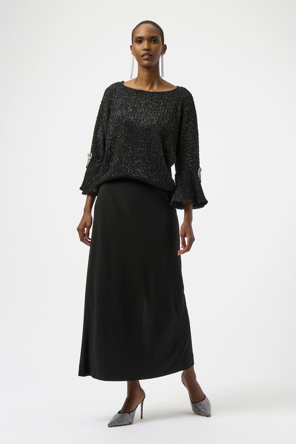 Fuzzy Metallic Knit Boxy Top 678