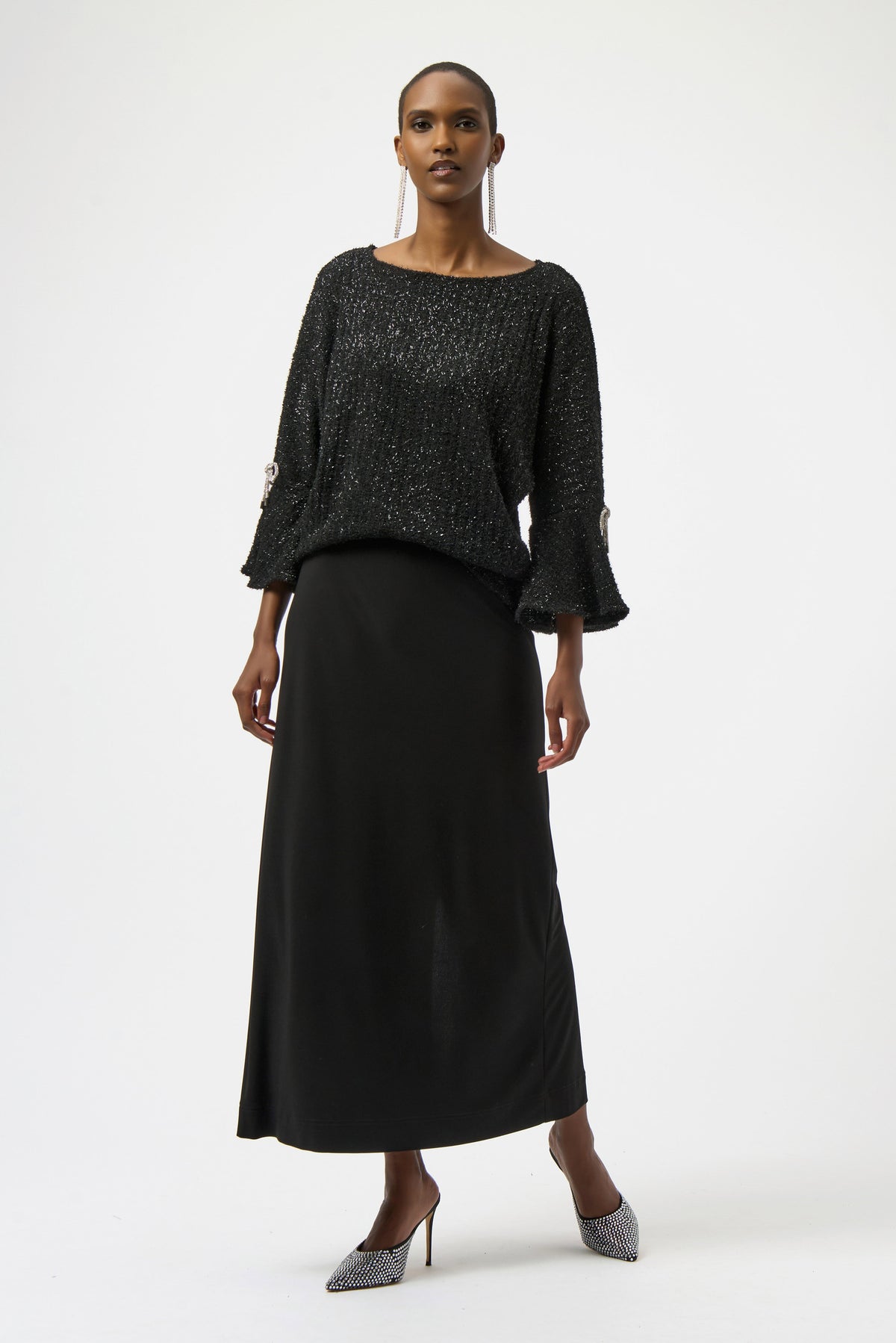 Fuzzy Metallic Knit Boxy Top 678