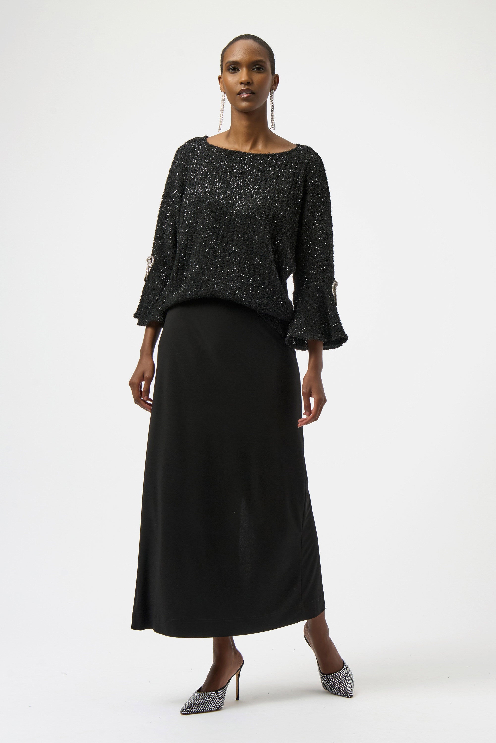 Fuzzy Metallic Knit Boxy Top