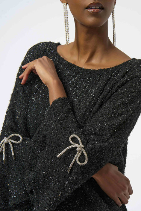 Fuzzy Metallic Knit Boxy Top