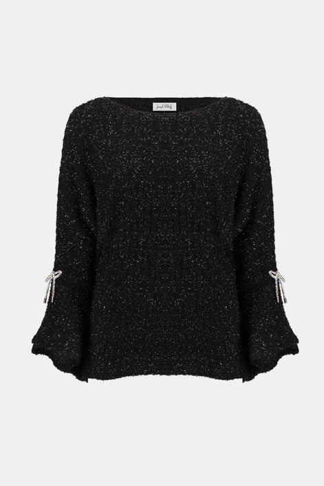 Fuzzy Metallic Knit Boxy Top
