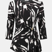 Abstract Printed Silky Asymmetric Knit Top 666