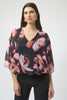 Chiffon & Silky Knit Floral Print Boxy Top 750