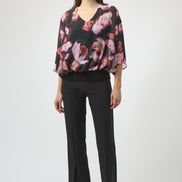 Chiffon & Silky Knit Floral Print Boxy Top 750
