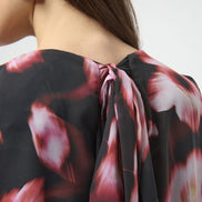 Chiffon & Silky Knit Floral Print Boxy Top 750