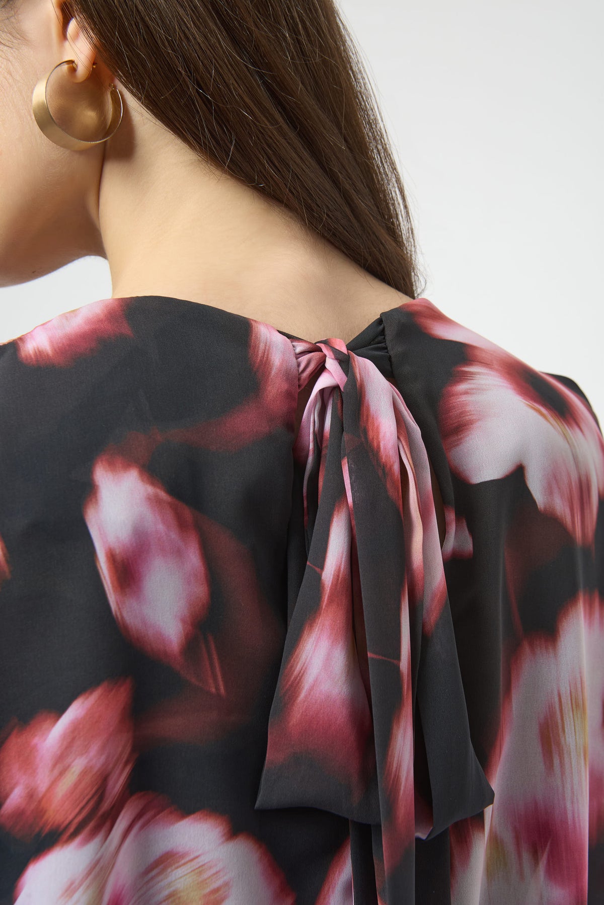 Chiffon & Silky Knit Floral Print Boxy Top 750