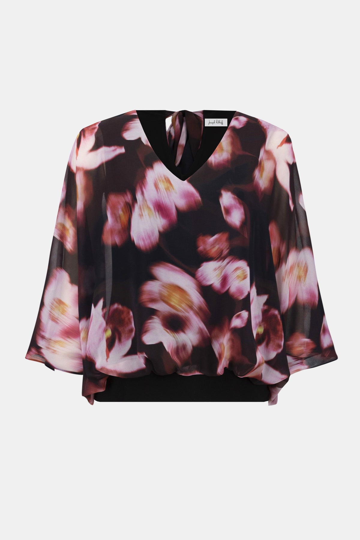 Chiffon & Silky Knit Floral Print Boxy Top 750