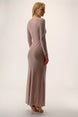 Shimmering Silky Knit Long Sleeved Trumpet Dress 648