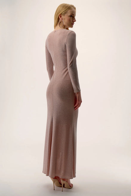 Shimmering Silky Knit Long Sleeved Trumpet Dress 648