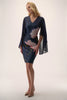 Silky Knit & Chiffon Floral Placement Sheath Dress