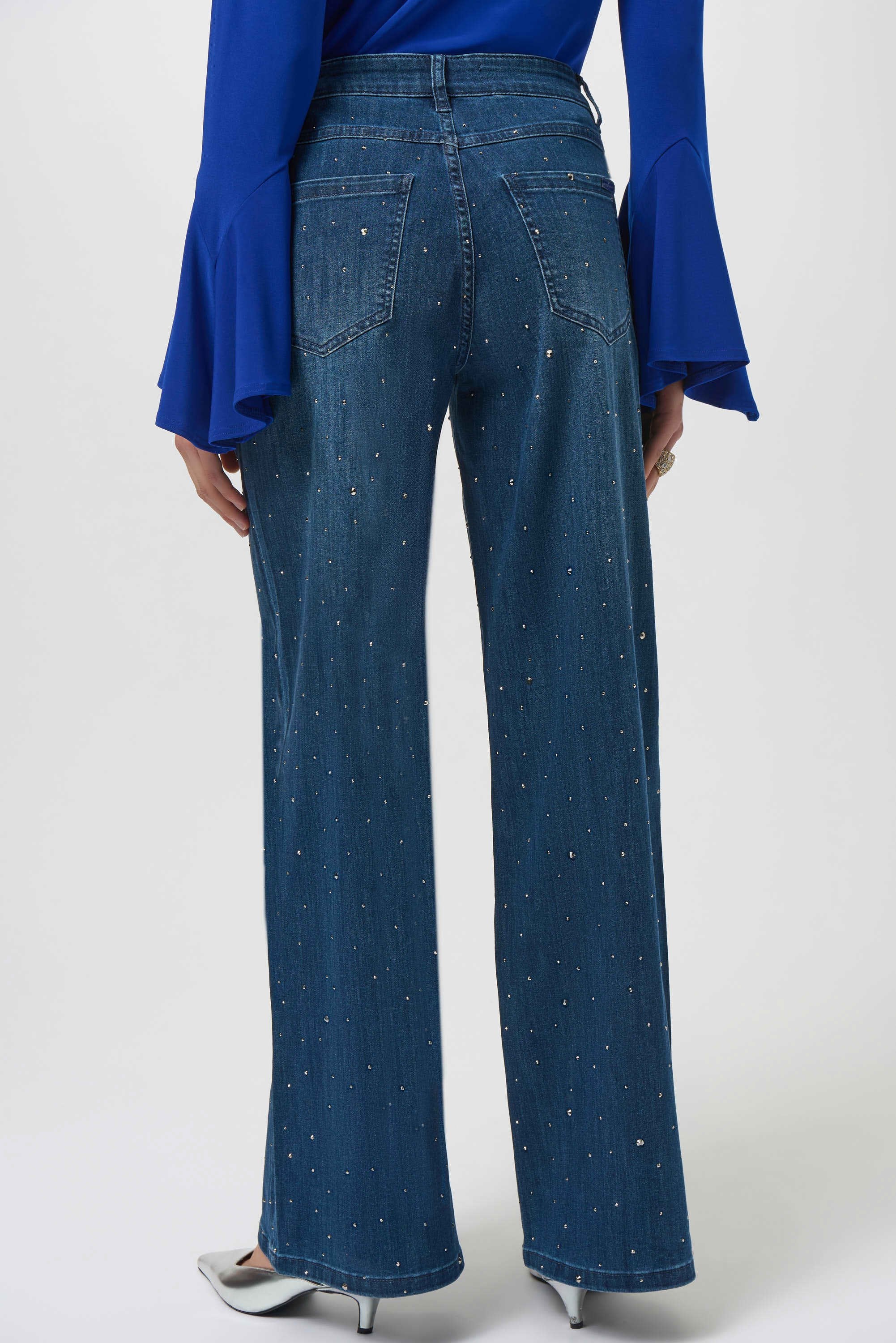 Classic Wide Leg Jeans with Rhinestones