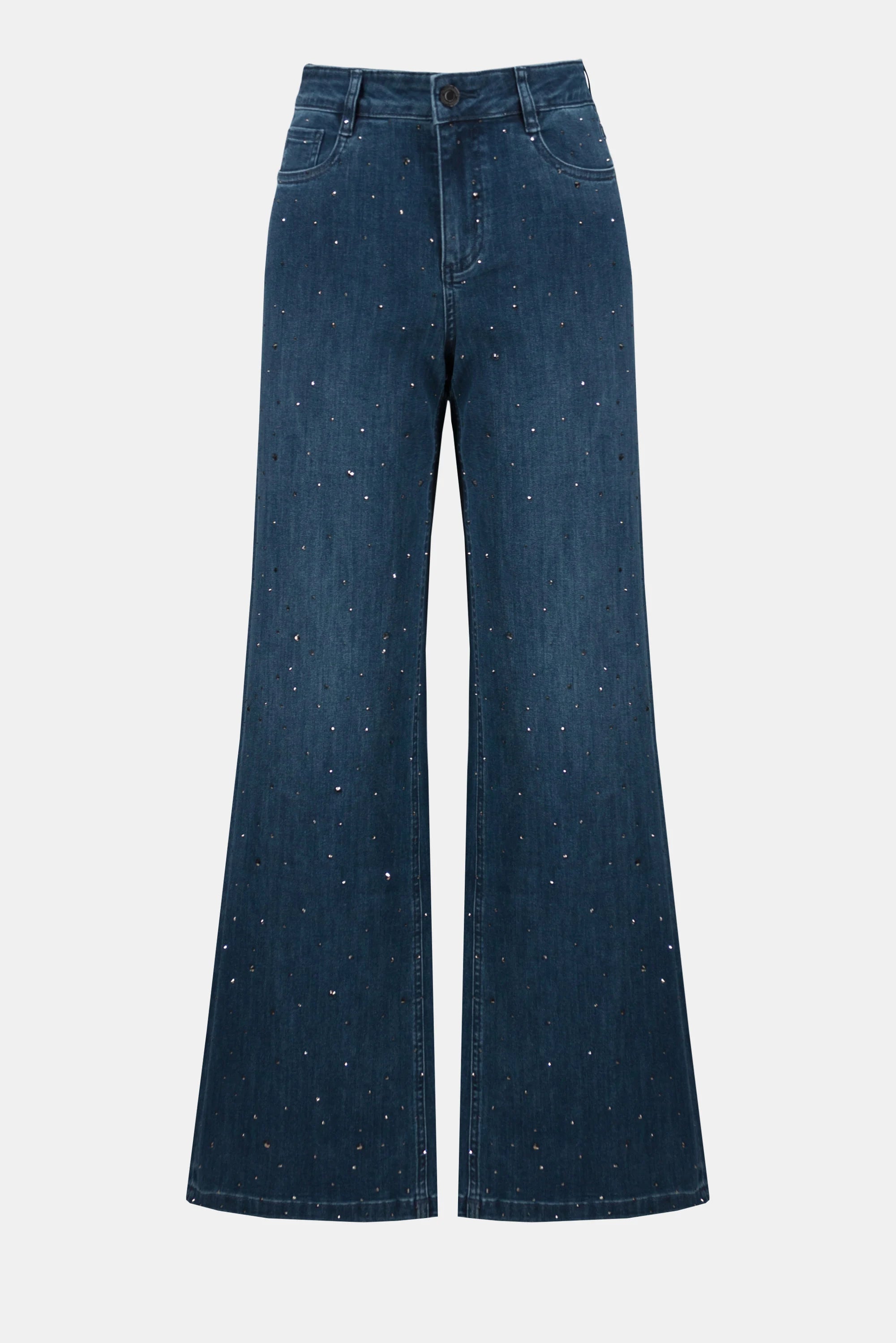 Classic Wide Leg Jeans with Rhinestones