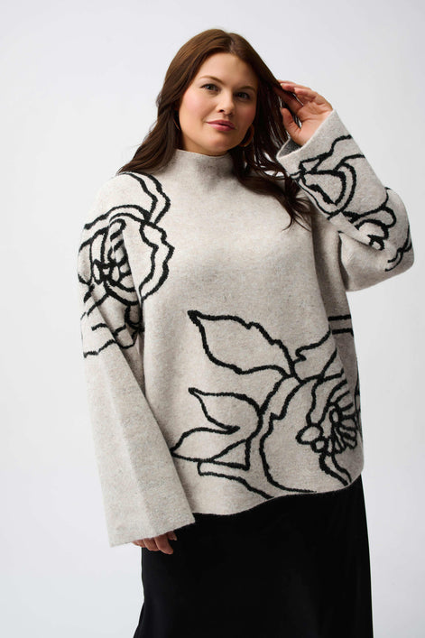 Knit Floral Print Sweater