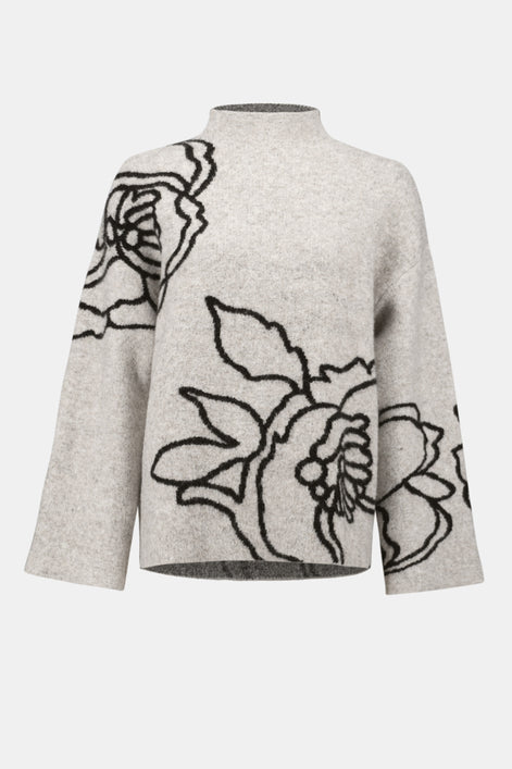 Knit Floral Print Sweater