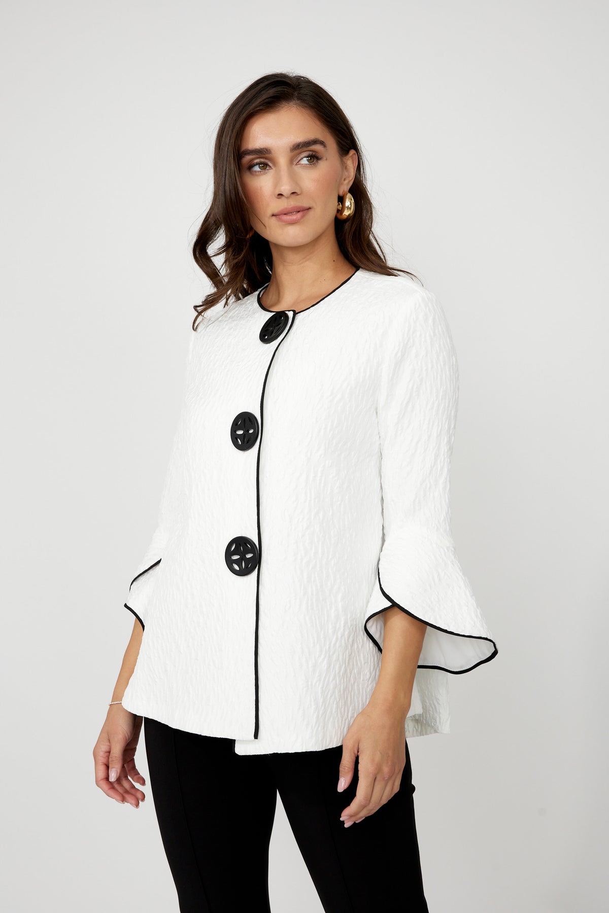 Button Jacket With Tulip Sleeves 948
