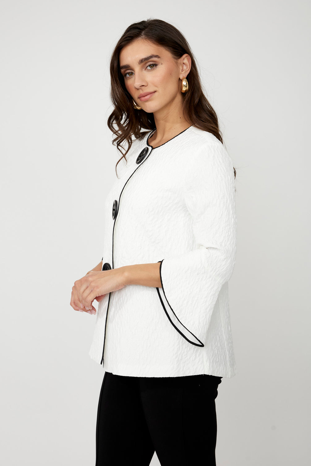 Button Jacket With Tulip Sleeves 948